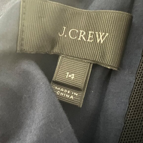 J Crew Womens Off Shoulder Faille Dress Tie Bow Straps Navy Blue G3469 size 14 - Picture 11 of 15